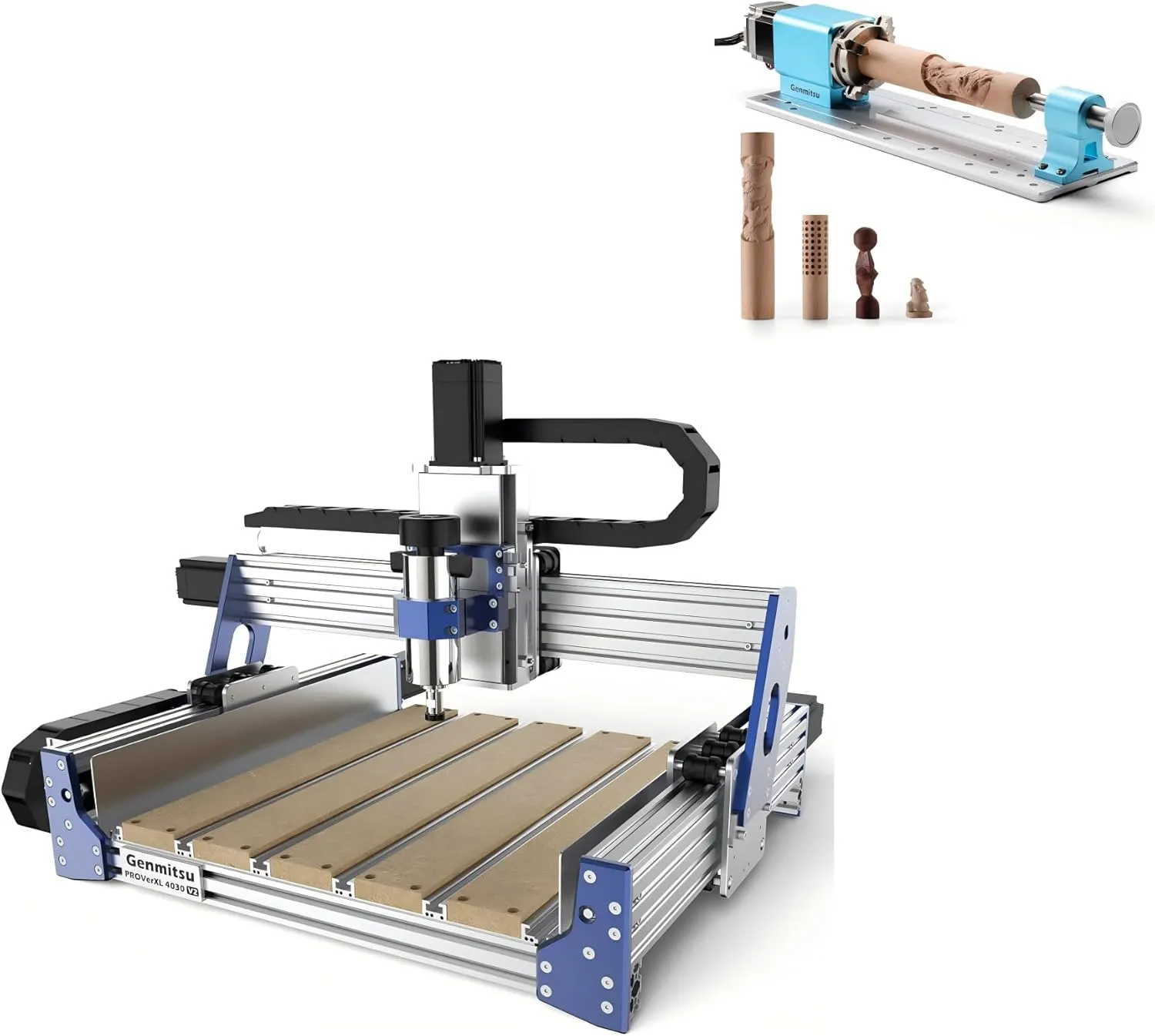 Genmitsu PROVerXL 4030 V2 industrial ball-screw CNC machine performing silent, high-accuracy wood carving.