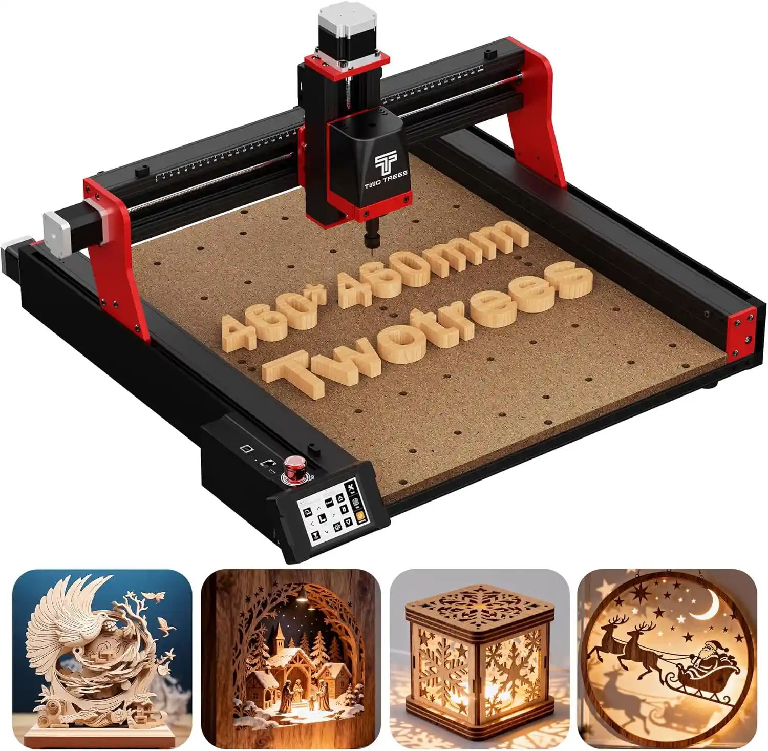 woTrees TTC-450 Pro large-format CNC router carving home decor with precision lead-screw motion.